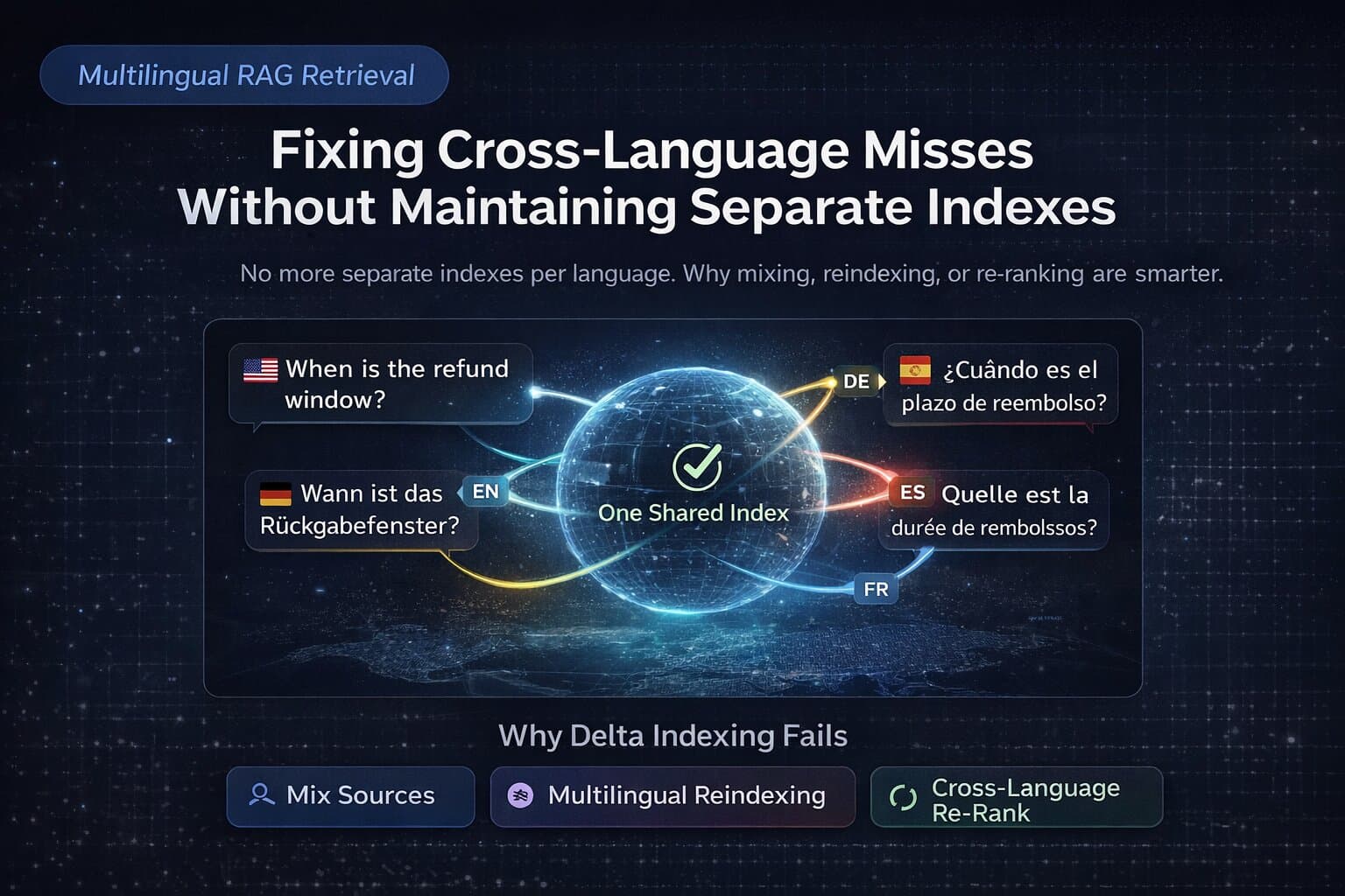 Multilingual RAG Retrieval: Fixing Cross-Language Misses Without Maintaining Separate Indexes