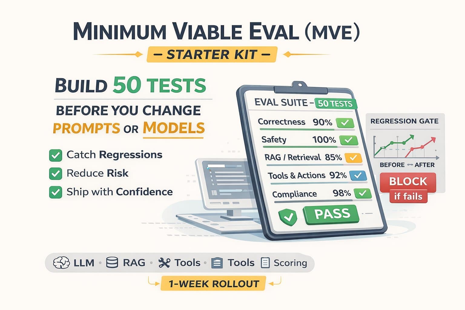 Minimum Viable Eval (MVE) Starter Kit: Build 50 Tests Before You Change Prompts or Models