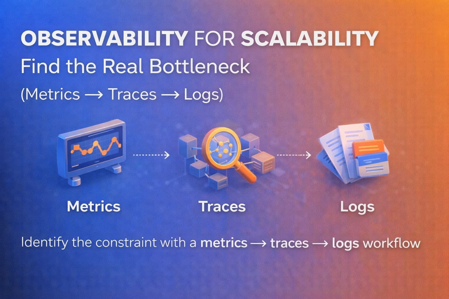 Observability for Scalability: Find the Real Bottleneck (Metrics → Traces → Logs)