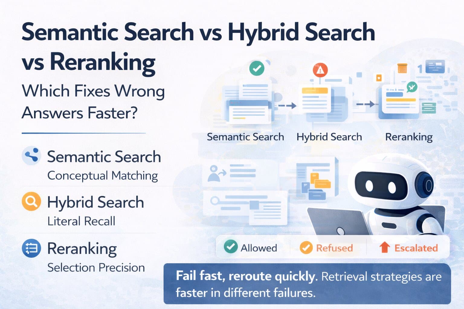 Semantic Search vs Hybrid Search vs Reranking: Which Fixes Wrong Answers Faster?