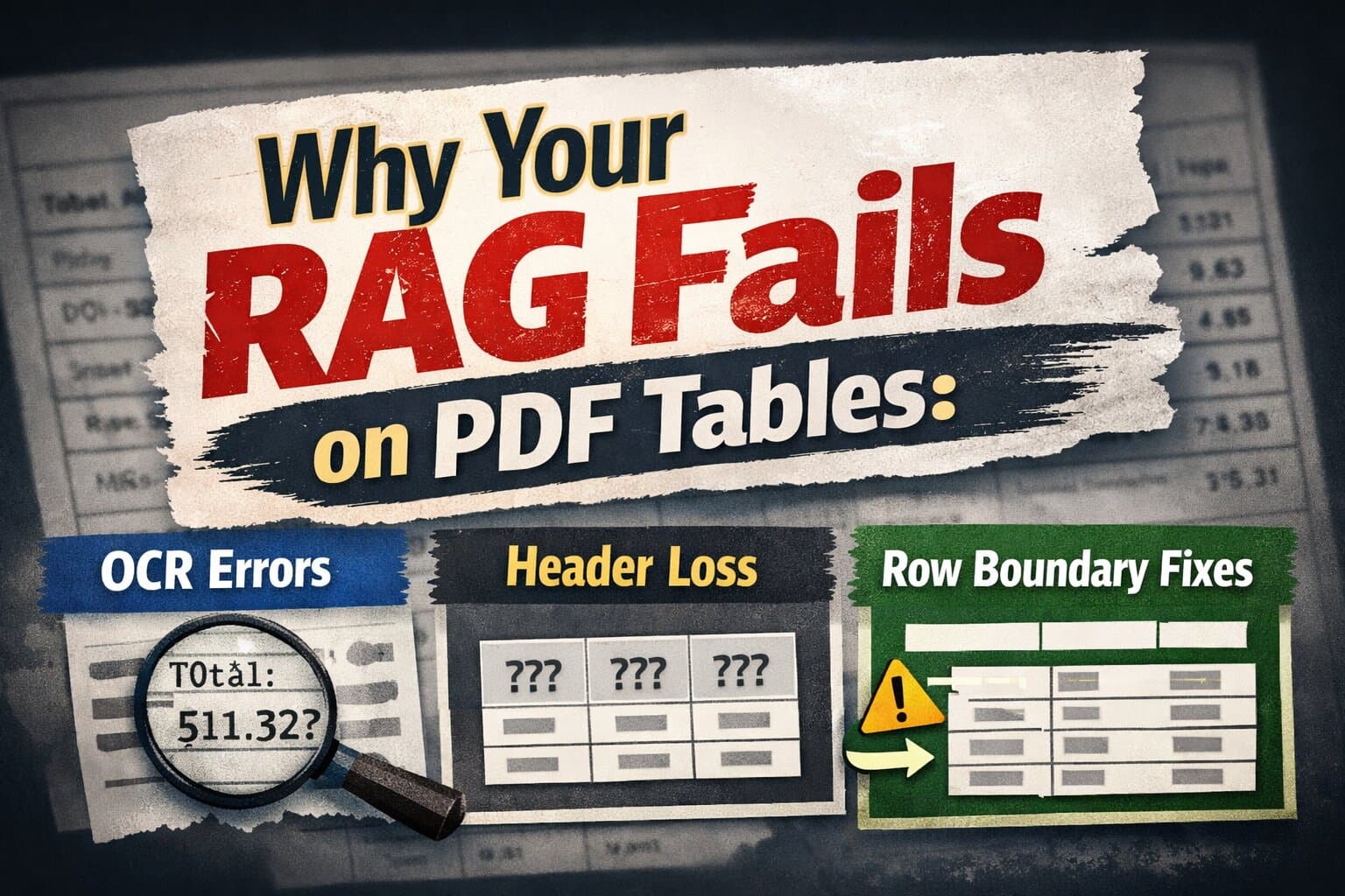 Why Your RAG Fails on PDF Tables: OCR, Header Loss, and Row-Boundary Fixes