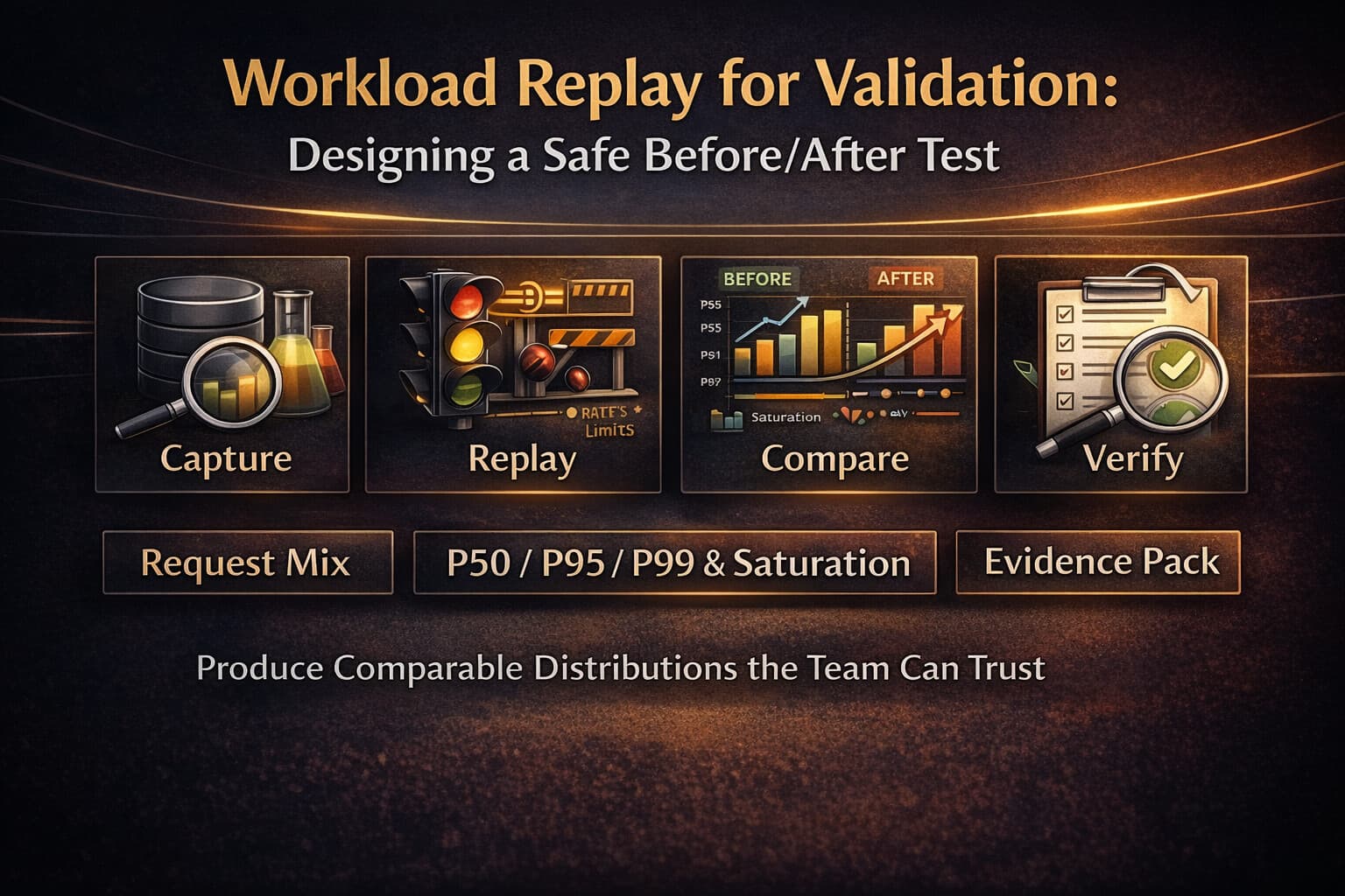 Workload Replay for Validation: Designing a Safe Before/After Test