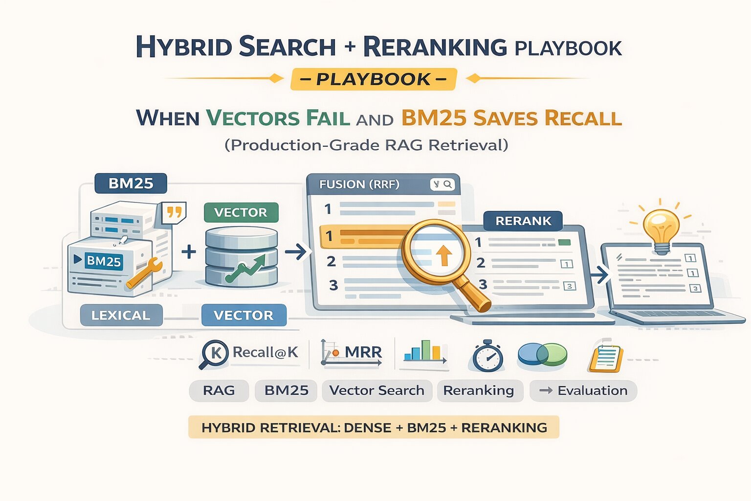 Hybrid Search + Reranking Playbook: When Vectors Fail and BM25 Saves ...